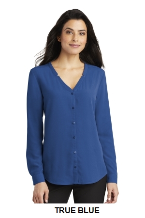 Port Authority Ladies Long Sleeve Button-Front Blouse.  PORT A.  LW700